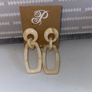 Cream Geometric Dangle Earrings